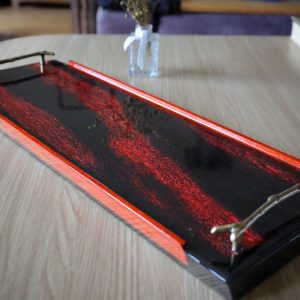 Plateaux à café en bois brulé